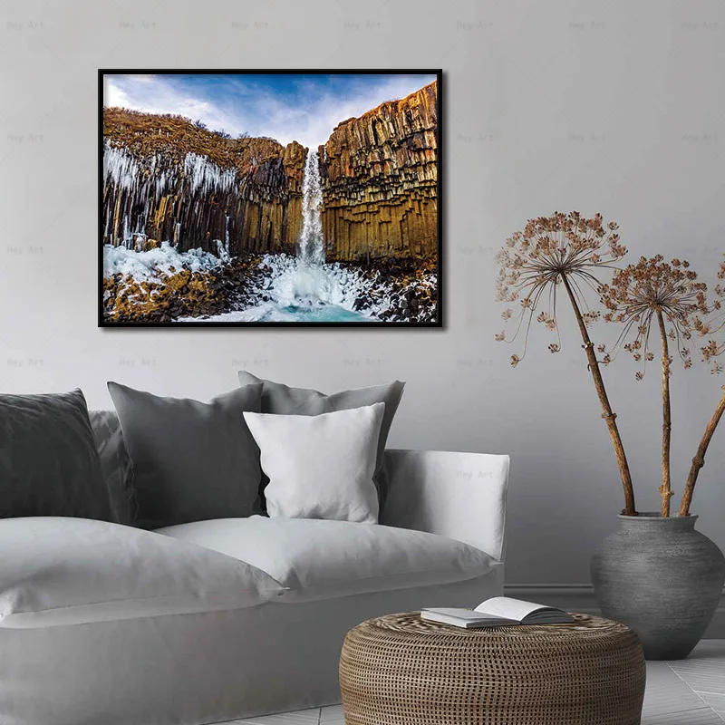 

Nordic Posters And Prints Pictures Canvas Painting Mountain Waterfall Landscape Wall Art