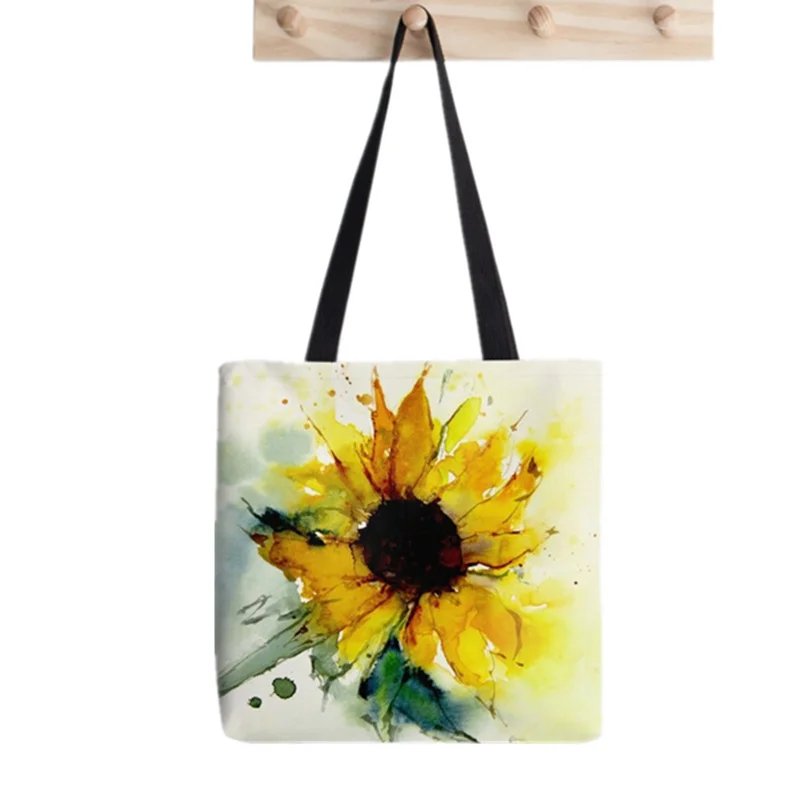 

The sunflower Printed Shopper Bag Harajuku women Shopping Bag Canvas Shopper Bag girl handbag Tote Bag Shoulder Lady Bag