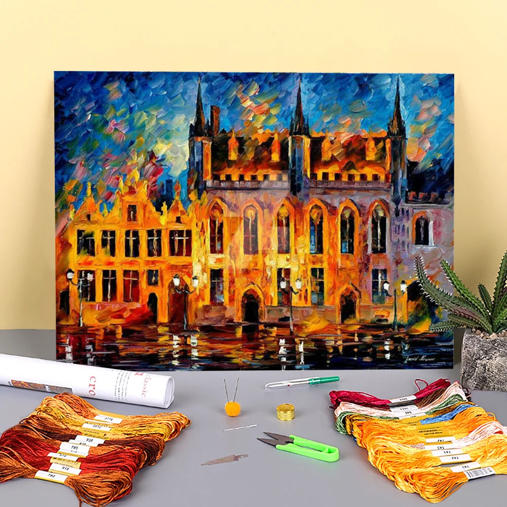 

Стиль картины маслом Брюгге набивная ткань 11CT вышивка крестиком DIY Набор для вышивания DMC нитки Вязание хобби ремесло живопись мулине