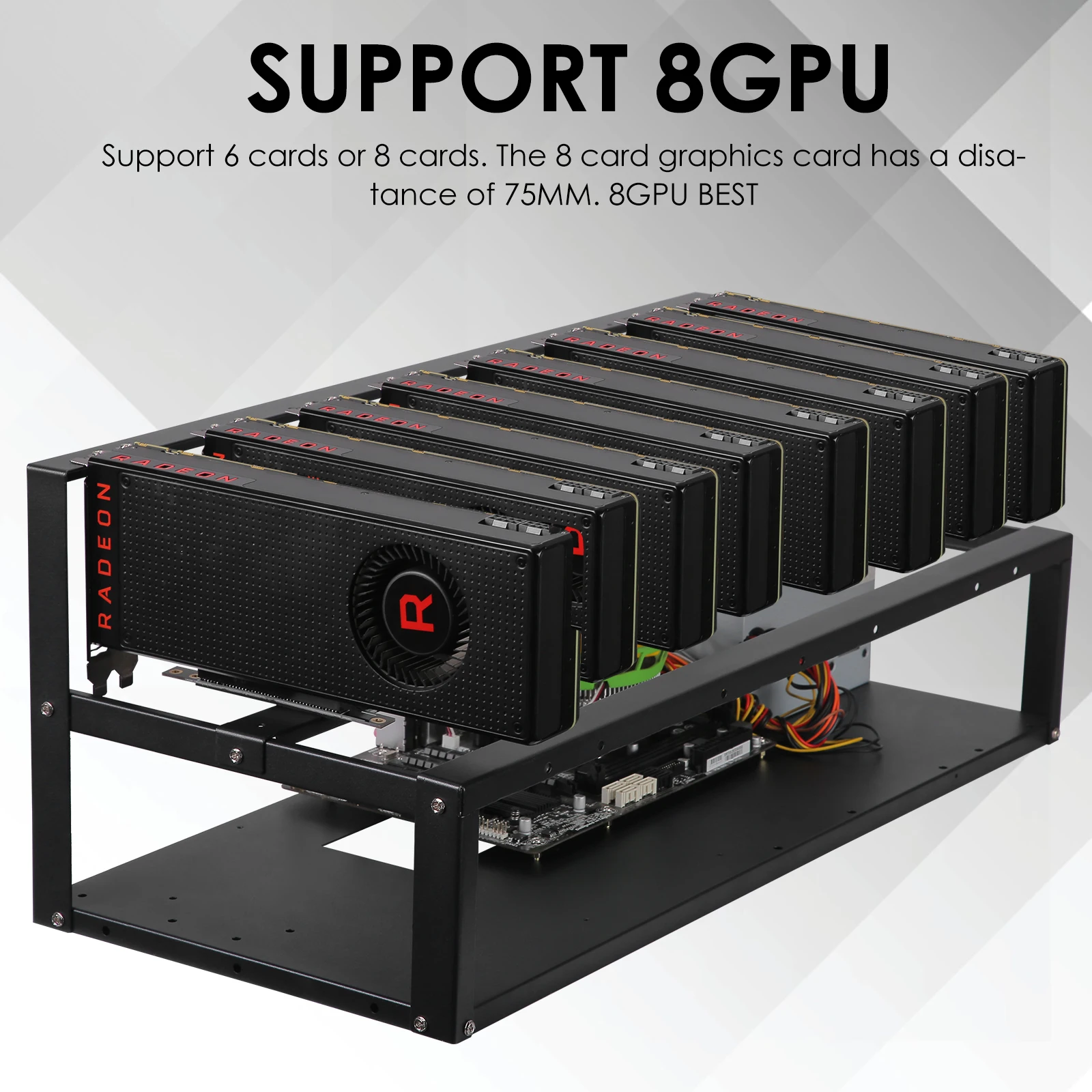 8GPU Open Mining Machine Frame Rig Durable Frame Case Mining Ether Accessories For Computer Crypto Coin Currency Bitcoin Mining enlarge