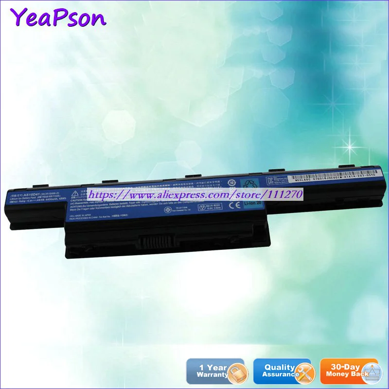Аккумулятор Yeapson AS10D41 AS10D51 AS10D61 AS10D71 10 8 В 4400 мА · ч для ноутбуков Acer Aspire 4551 4738 4741 5552 5741