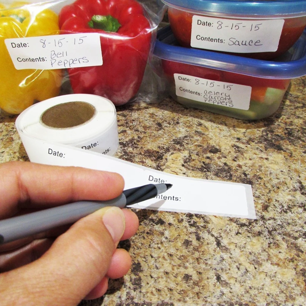 

1 Roll of 125pcs Self-Adhesive Removable Freezer Refrigerator Food Storage Paper Sticker Labels White 25x77mm