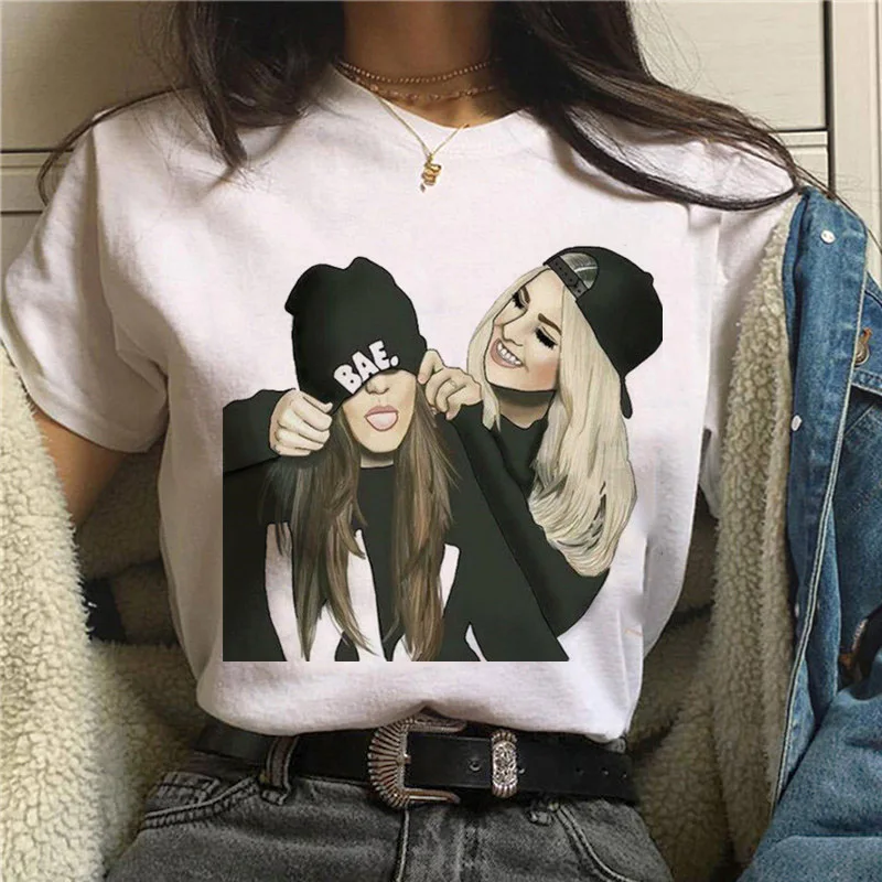 

Camisetas Mujer Women Best Friends Girl T-Shirt Girl Summer fashion Short Sleeve O Neck Tops Tees Female Hipster 90s T-shirts