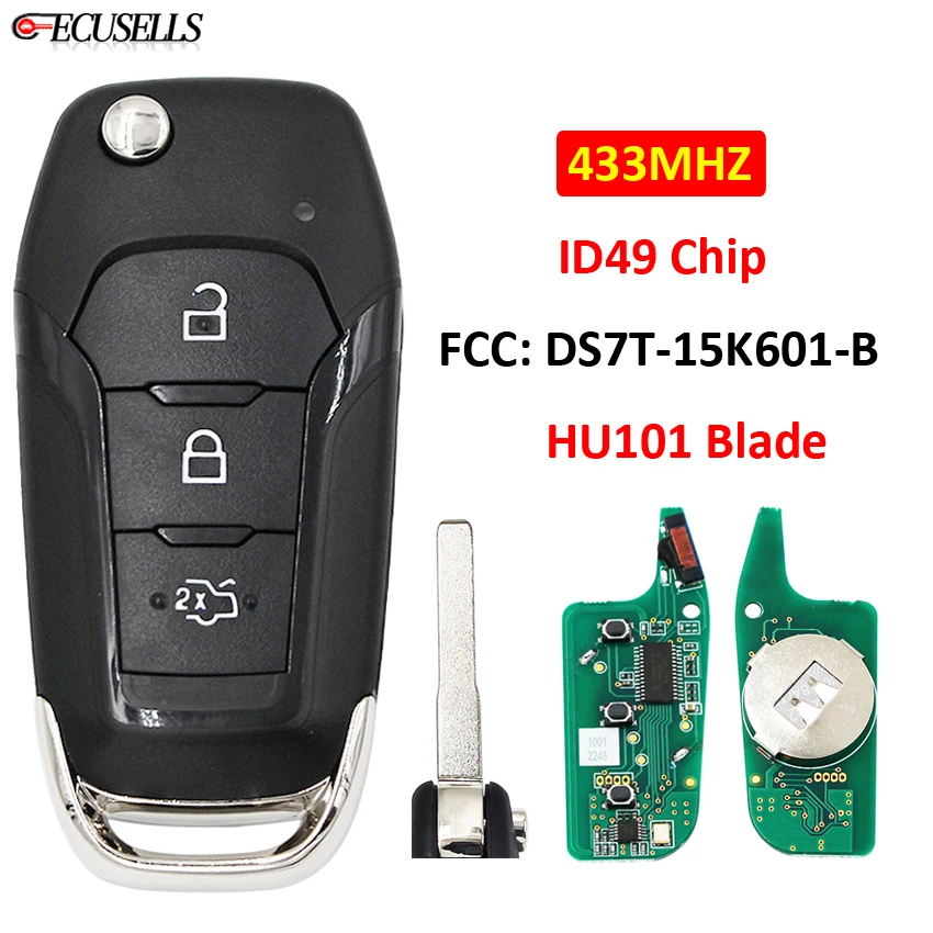 3 кнопки Складной флип пульт дистанционного ключа автомобиля FSK 433 МГц ID49 чип FCC