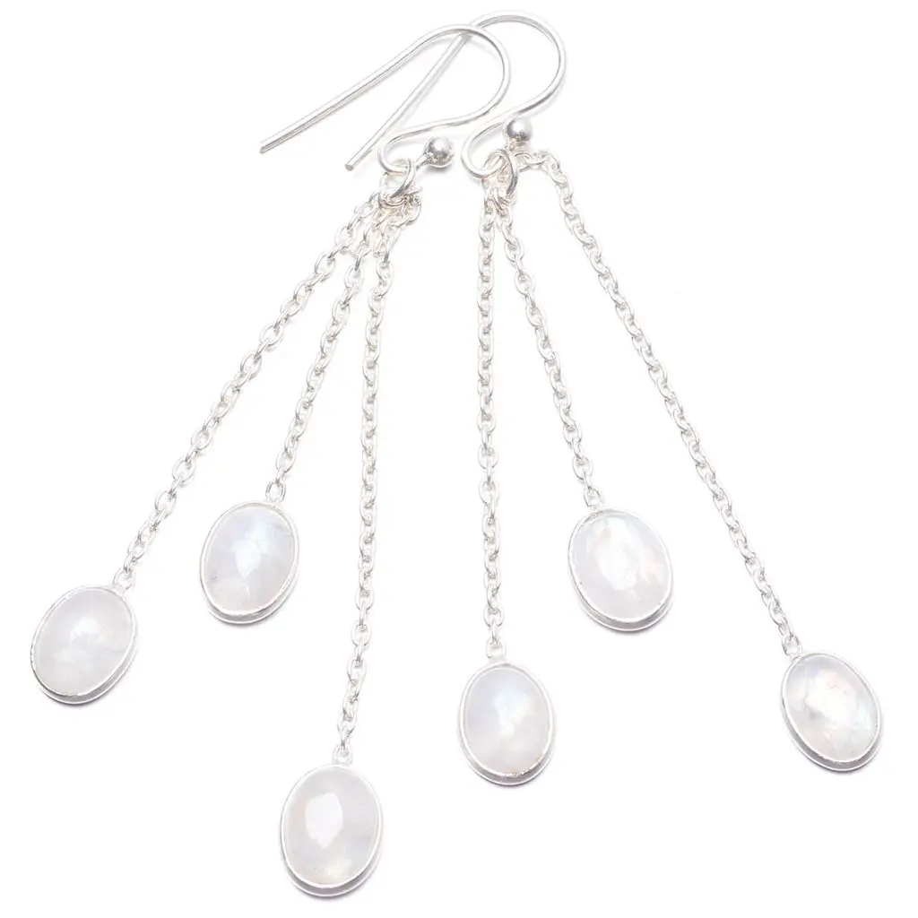 Натуральные радужные лунные камни ручной работы уникальные серьги из серебра 925