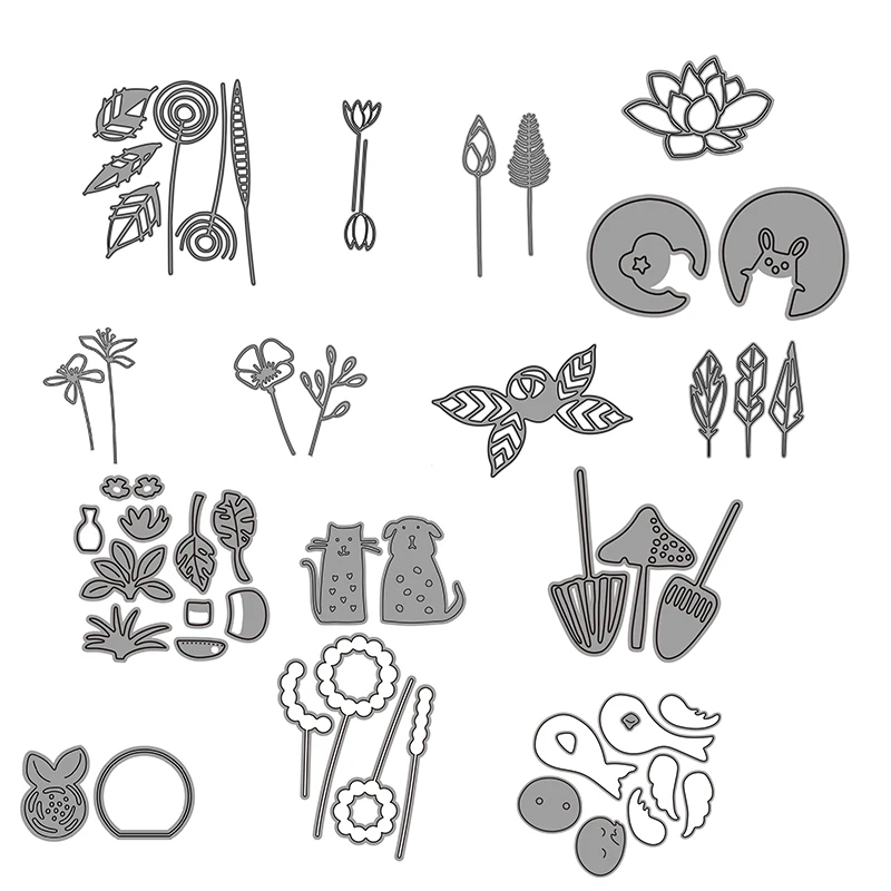 Трафареты для вырезания цветов и листьев металлические штампы скрапбукинга