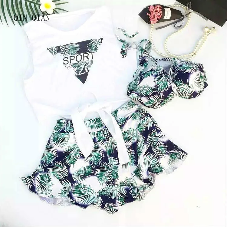 Женский раздельный купальник в Корейском стиле со стальными пластинами