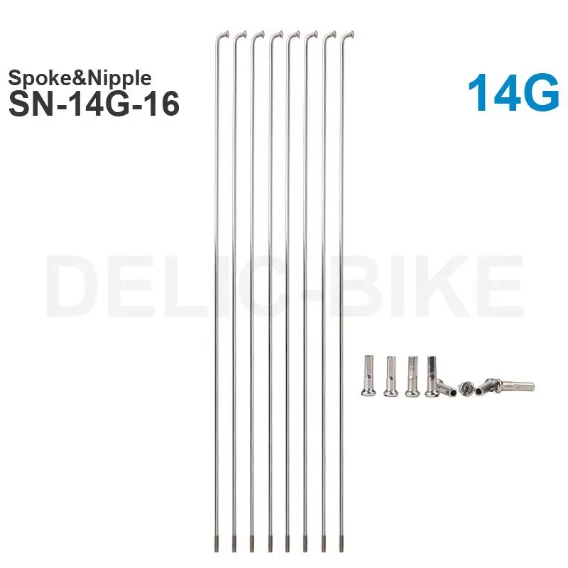 

High Quality 14G J-Bend Stainless Spokes 260/261/271/273/291/293mm and 16mm Length Nipples Nickel plated brass For MTB Road Bike