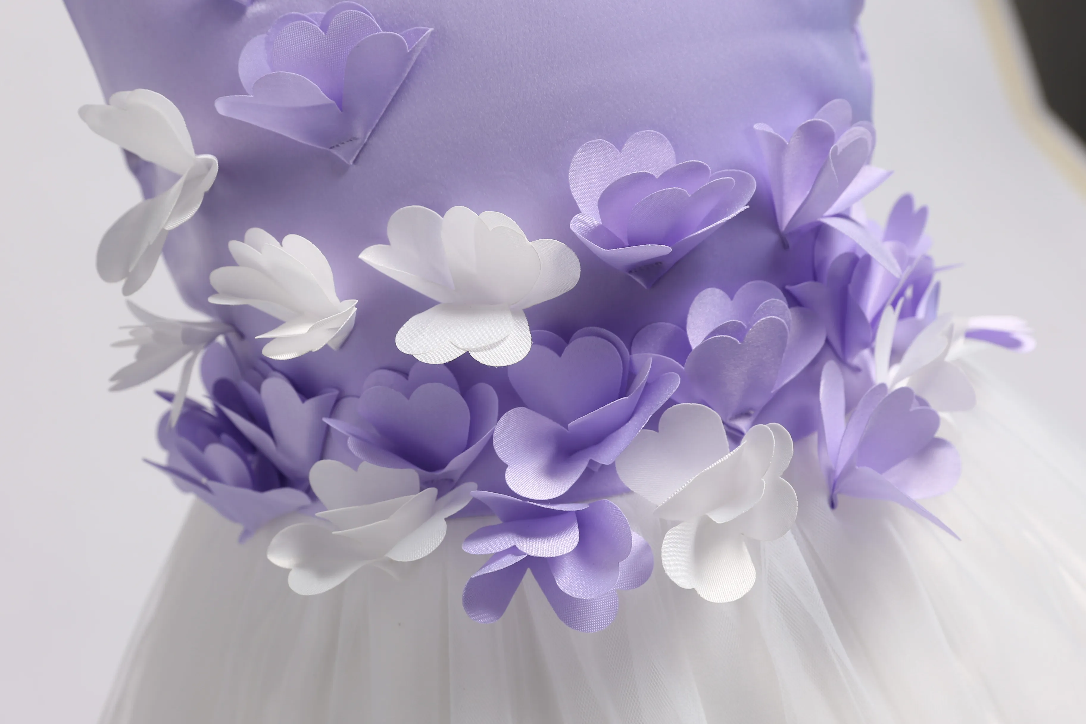 Free Shipping Ankle Lenght Girl Party Dress 2021 New Arrival Child Pageant Dresses patchwork Flowers Kids Evening Gowns Lavender |