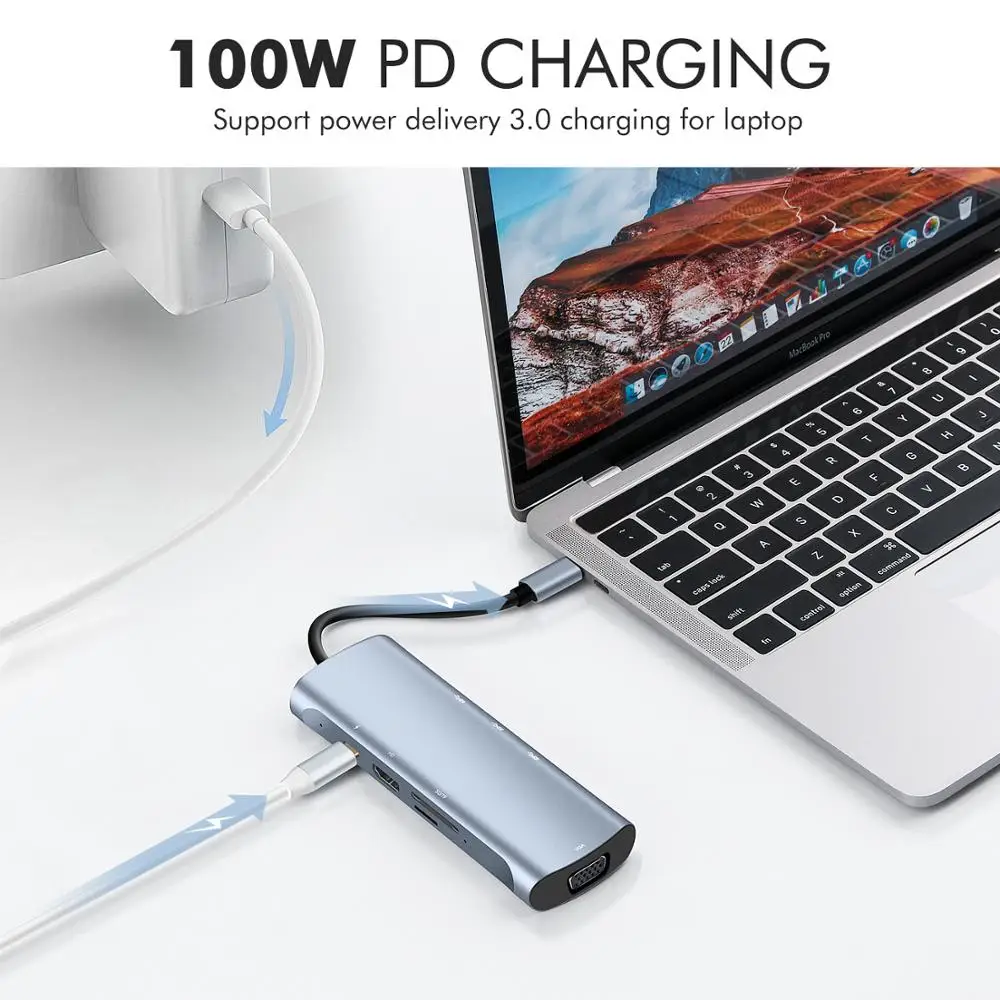 GOOJODOQ USB C концентратор типа для мульти 3 0 HDMI адаптер док-станция MacBook Pro Huawei Mate 30 USB-C