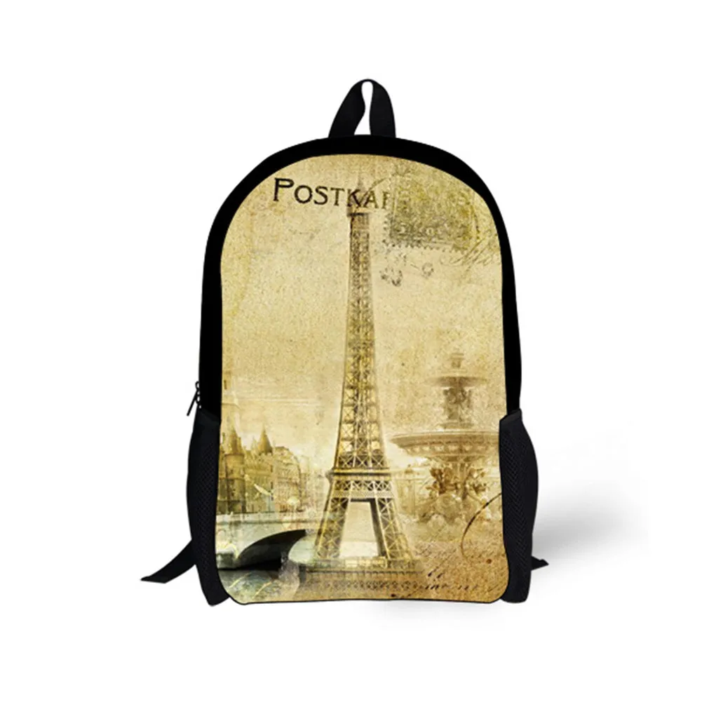 Рюкзак с рисунком Эйфелевой башни для подростков школьные ранцы унисекс