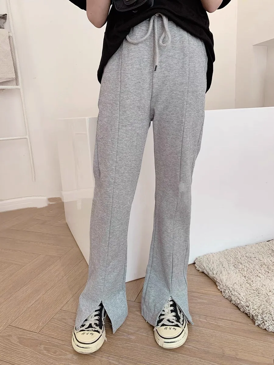 

Штаны с разрезом для девочек Новинка 2021 года; Модные длинные штаны для маленьких девочек-подростков; Сезон весна-осень эластичные хлопковые повседневные брюки для детей 8, 10, 12 лет