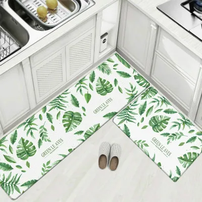 Green leaf RULDGEE нескользящий маслостойкий водонепроницаемый ПУ ПВХ ковер для гостиной современный кухонный коврик для спальни - Цвет: Green leaf