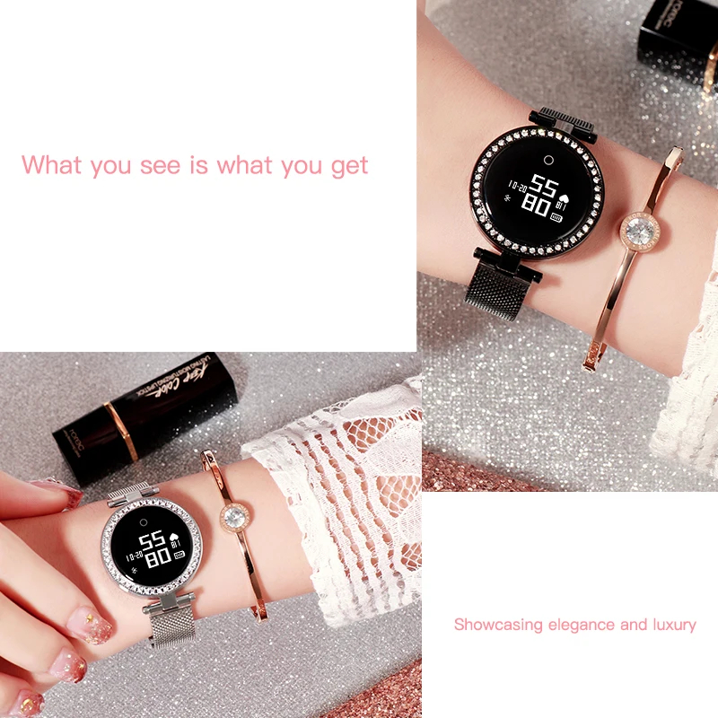 NEW X10 Smart Wristband Women 3D Diamond Glass Heart Rate Blood Pressure Sleep Monitor Waterproof Watch | Электроника