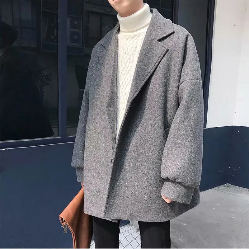 

Jacket Men Plus Size Black Coat Loose Mens Jackets and Coats Japanese Streetwear Thickening Winter Clothes High-end Stylish Soft