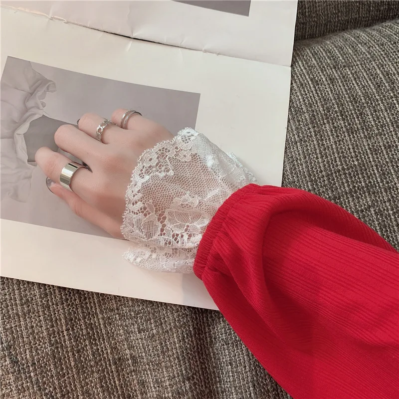 Pajamas Women's New Spring And Autumn Pits Cotton Comfortable Lace Sexy Palace Style Temperament Long-Sleeved Suit Home Service