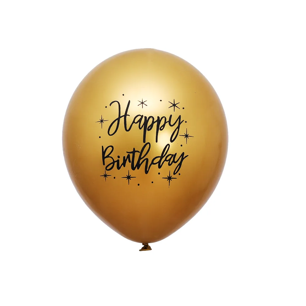 

New 12 Inch Metal Print Black Birthday Latex Balloon Black Print Dot TranSparent Print Gold Dot Balloon 113