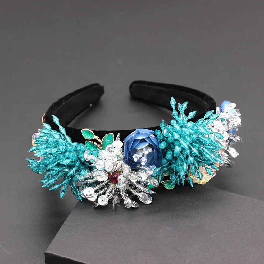 Fashion ball wild headband New European and American fashion temperament crystal flower personality exaggerated 782 | Украшения и