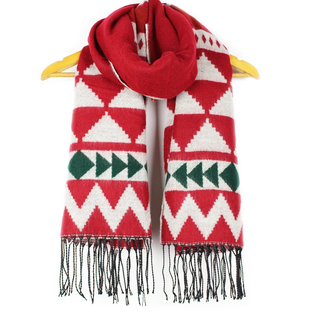 

Cashmere Wool Acrylic Scarf Warm Shawls Tassel Geometric
