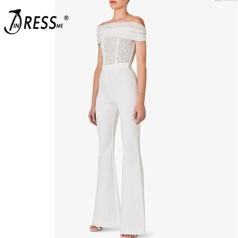 INDRESSME женские длинные бандажные комбинезоны сексуальные открытые с открытыми