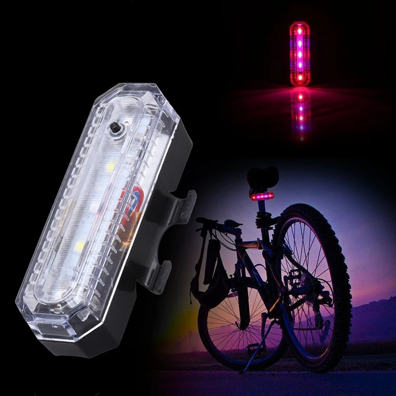 4 режима LED велосипедный задний фонарь USB перезаряжаемая красная и синяя лампа |