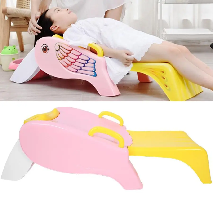 Складной детский шампунь стул регулируемый мультяшный лежачий кровать розовый