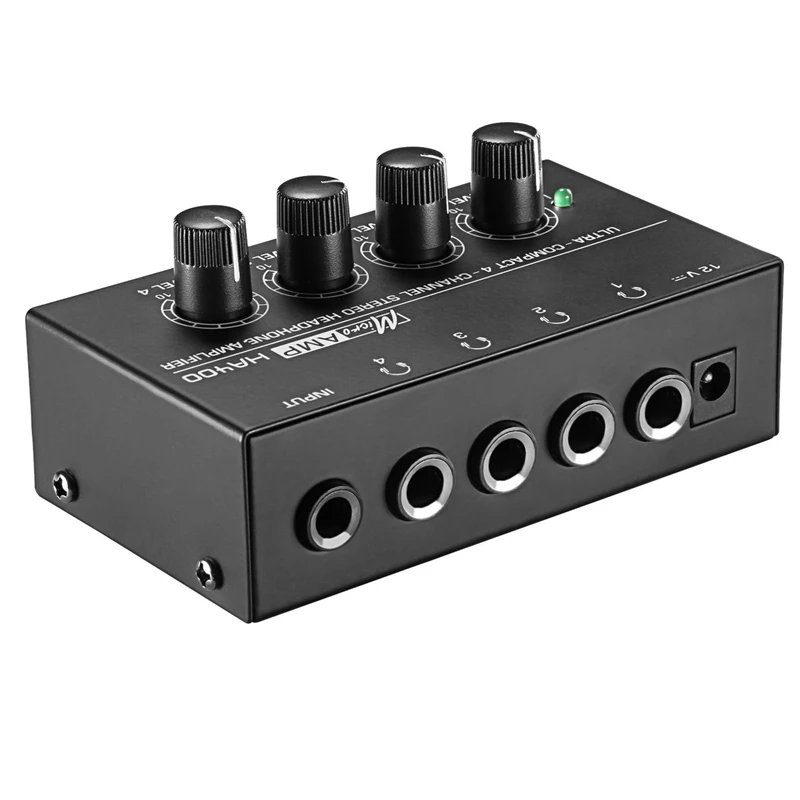 Miniamplificador de Audio estéreo con adaptador de corriente, accesorio Ha400 ultracompacto, 4 canales, color negro, con enchufe europeo