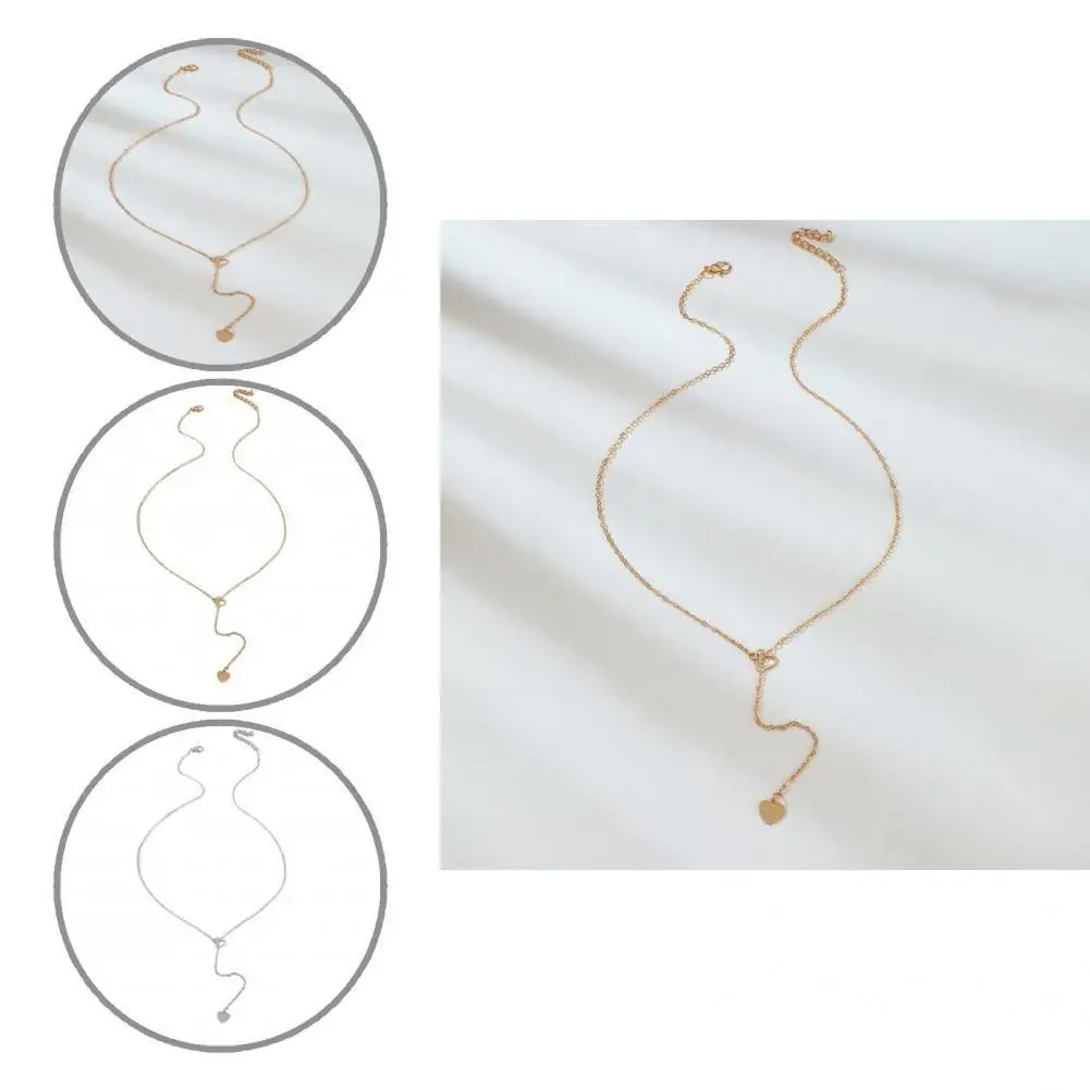 

Аксессуар, шикарное тонкое ожерелье с подвеской в форме сердца, ожерелье до ключиц на ощупь, регулируемое модное ювелирное изделие