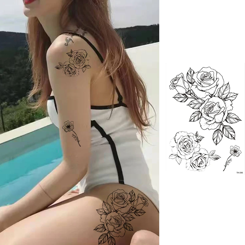 

Tattoo Sticker Sketch Tattoo Stickers Sexy Rose Flower for Woman Unicorn Black Golf Tattoo for Men Fake Arm Tattoo Temporary TH