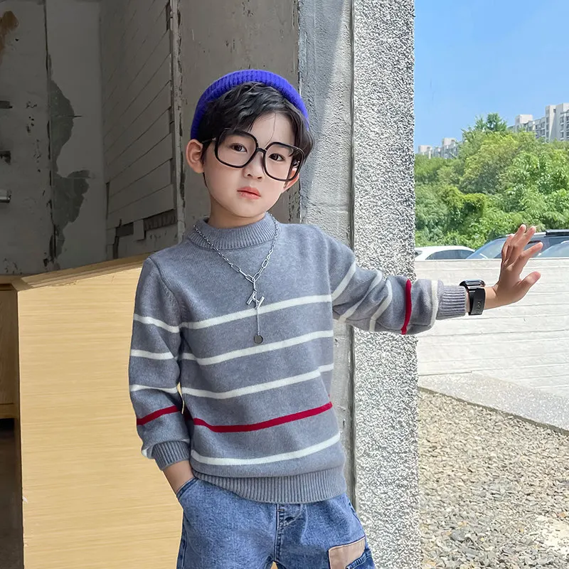 

2022 Boys Sweaters Baby Stripe Pullover Knit Kids Clothes Spring Autumn Tops Children Sweaters Boy Clothing O-Neck New Arrivals