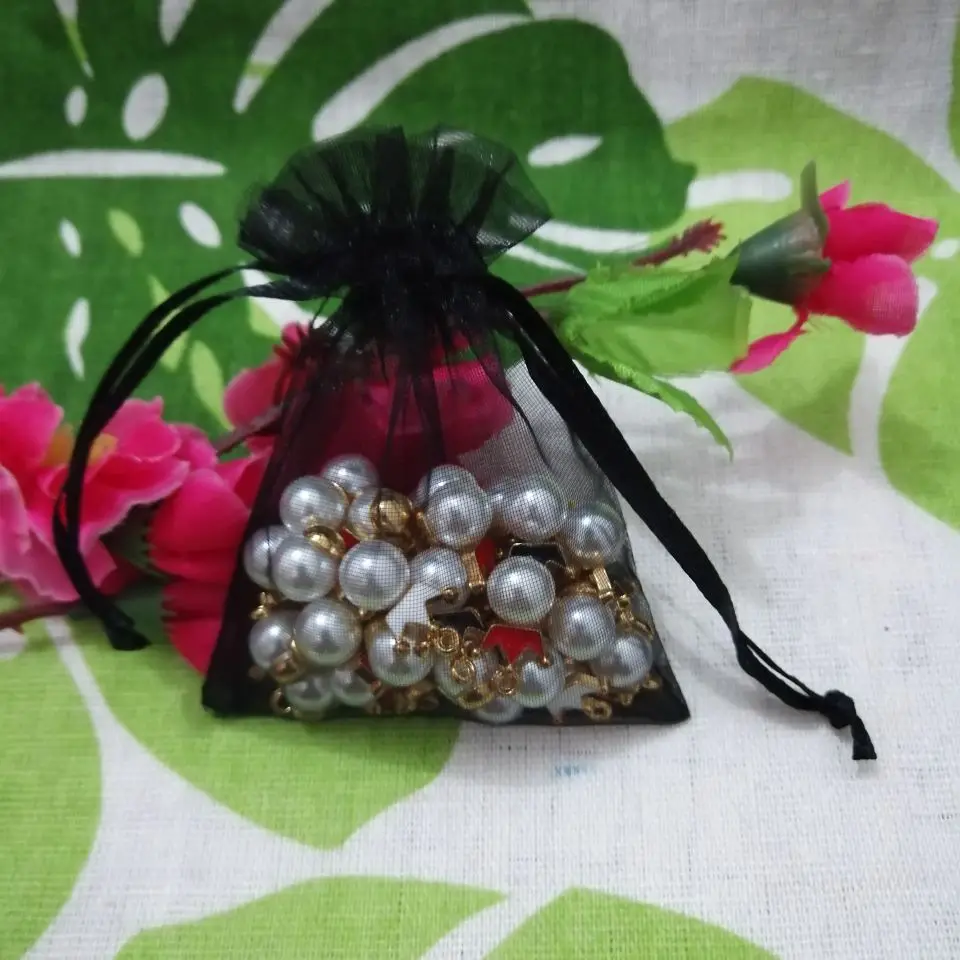 100pcs/Lot Organza Drawstring Bags 5x7 7x9 9x12 10x15cm Jewelry Packaging Bags Wedding Christmas Birthday Gift Packing Pouces
