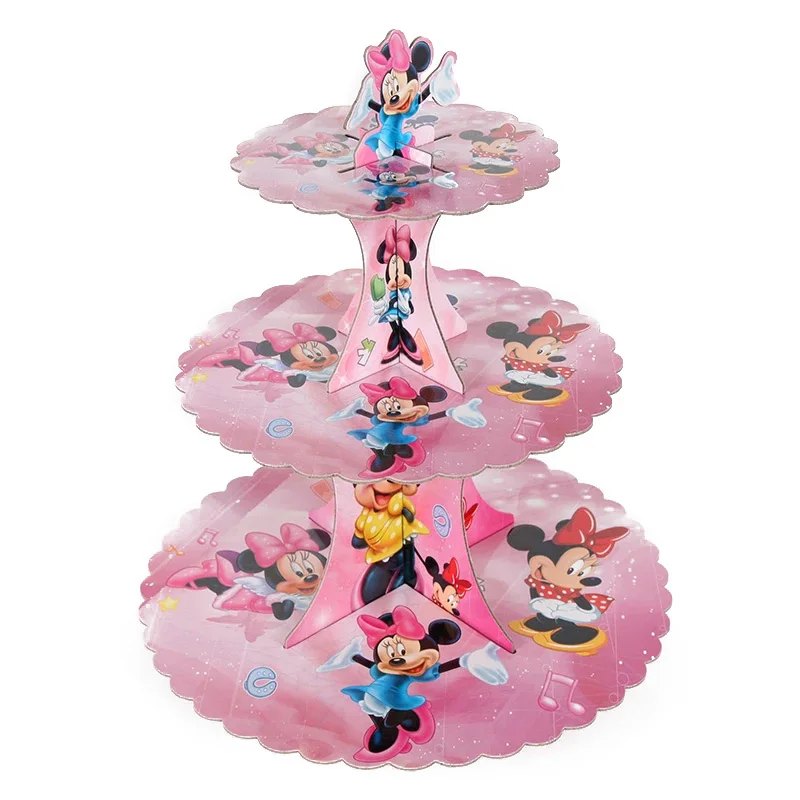 

34pcs Minnie Mouse Party Disposable Party Supplies Decoration Cups Plate Pennant Tablecloth Combination for 8 People
