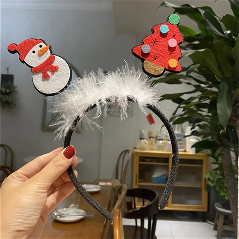 

Trendy Tree Snowman Penguin Faux Fur For Girls Women Hair Hoop Christmas Headband Korean Style Hairbands Santa Claus