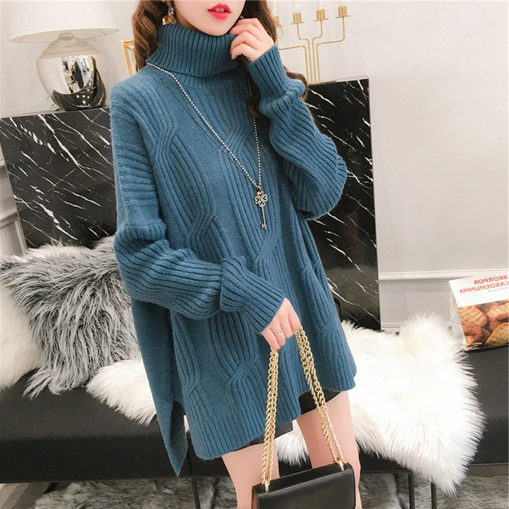 

Женские свитера, пуловеры, новинка 2021, осенне-зимняя утепленная водолазка, женская вязаная одежда, повседневный Топ, пальто, корейская мода