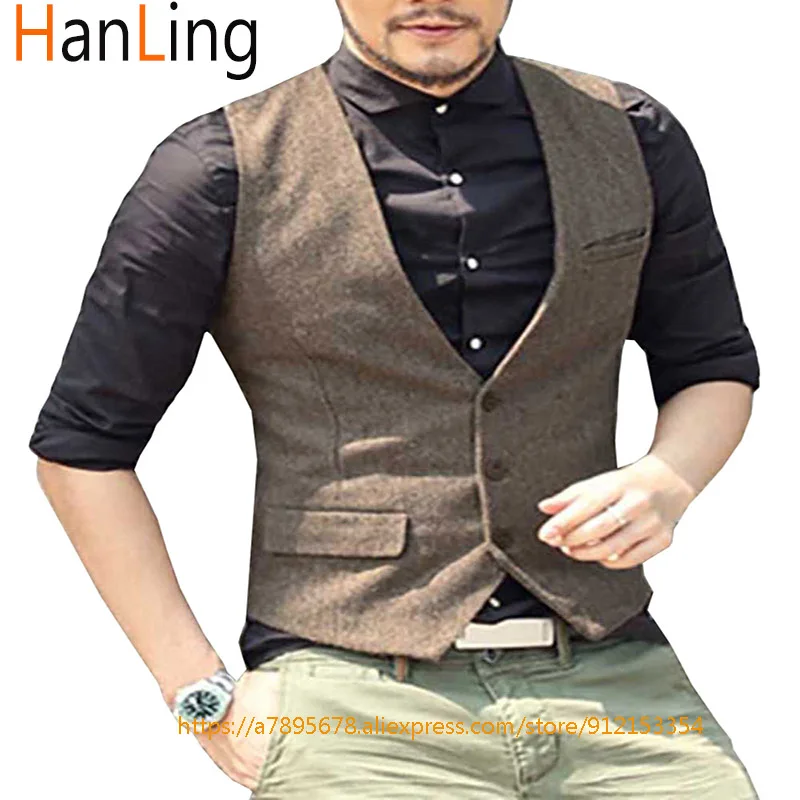 

Men's Suit Vest Slim Business Jacket Steampunk Western Style Waistcoat жилетка мужская