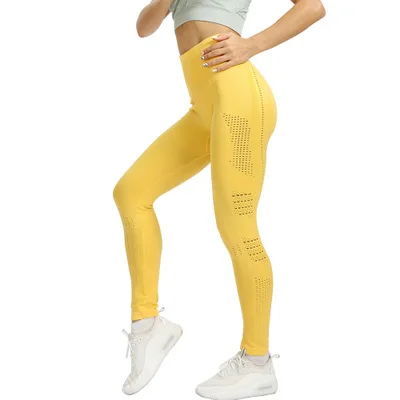 yellow FlowerDance штаны для йоги для спортзала бесшовные спортивные женские фитнес брюки женские Femme Бесшовные штаны для йоги Леггинсы для йоги sprot - Цвет: yellow