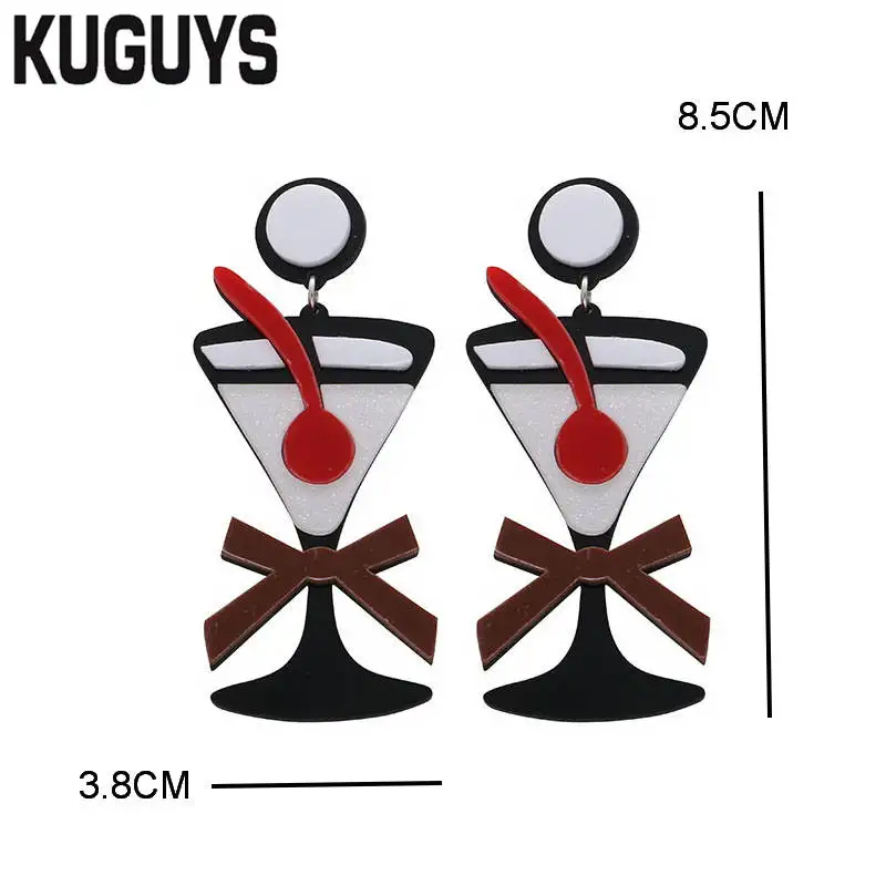 EARRING KUGUYS милые летние сережки-палочки для мороженого для женщин, блестящие акриловые длинные серьги-капли, модные ювелирные изделия, трендовые аксессуары - Окраска металла: EARRING