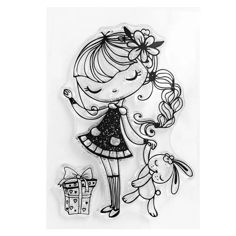 

Bunny Girl Silicone Clear Seal Stamp DIY Scrapbooking Embossing Photo Album Decorative Paper Card Craft Art Handmade Gift D7WE