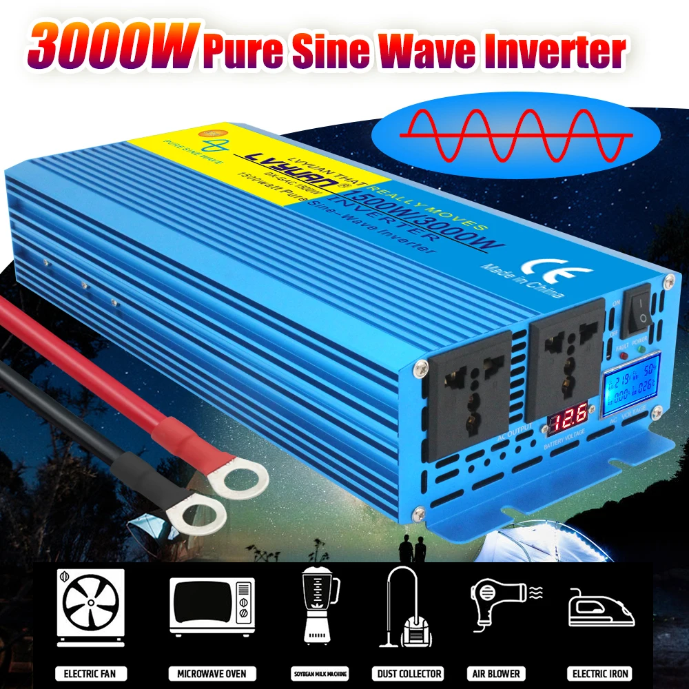 Инвертор немодулированного синусоидального сигнала 3000 Вт 12 В/24 В постоянного