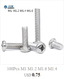 1000 шт. M1 M1.2 M1.4 M1.6 круглый крепежный винт с головкой Никель покрытые винты для электронной техники GB818