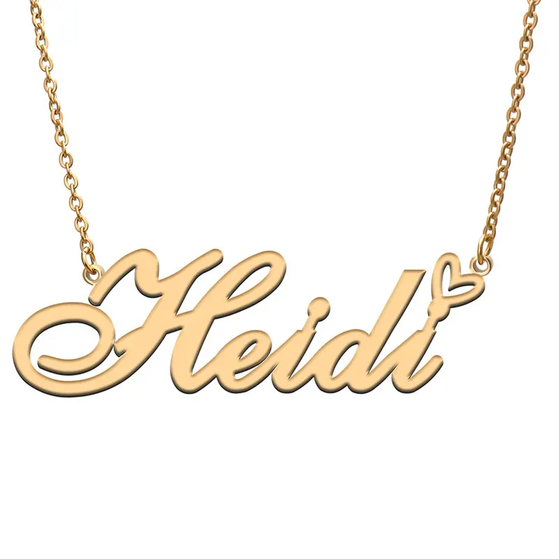 

Женское Ожерелье Heidi с сердечком из нержавеющей стали, золотой и серебряный кулон-табличка с именем Femme, подарок для матери и ребенка