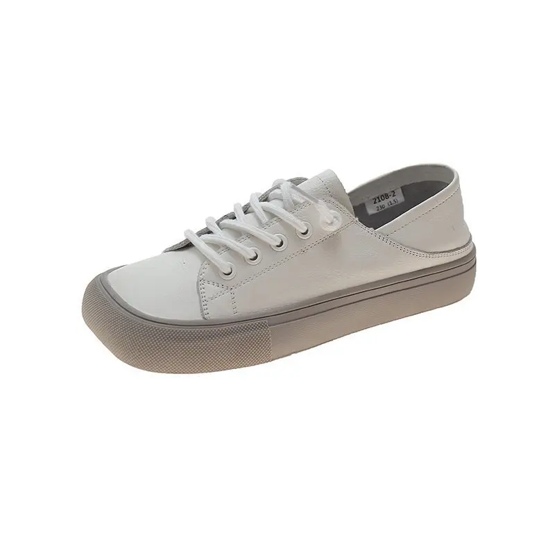 

Small White Shoes Casual Female Sneakers Soft 2021 Fashion Women's Flats Square Toe New Modis Dress Summer Cross Rubber Solid Cr