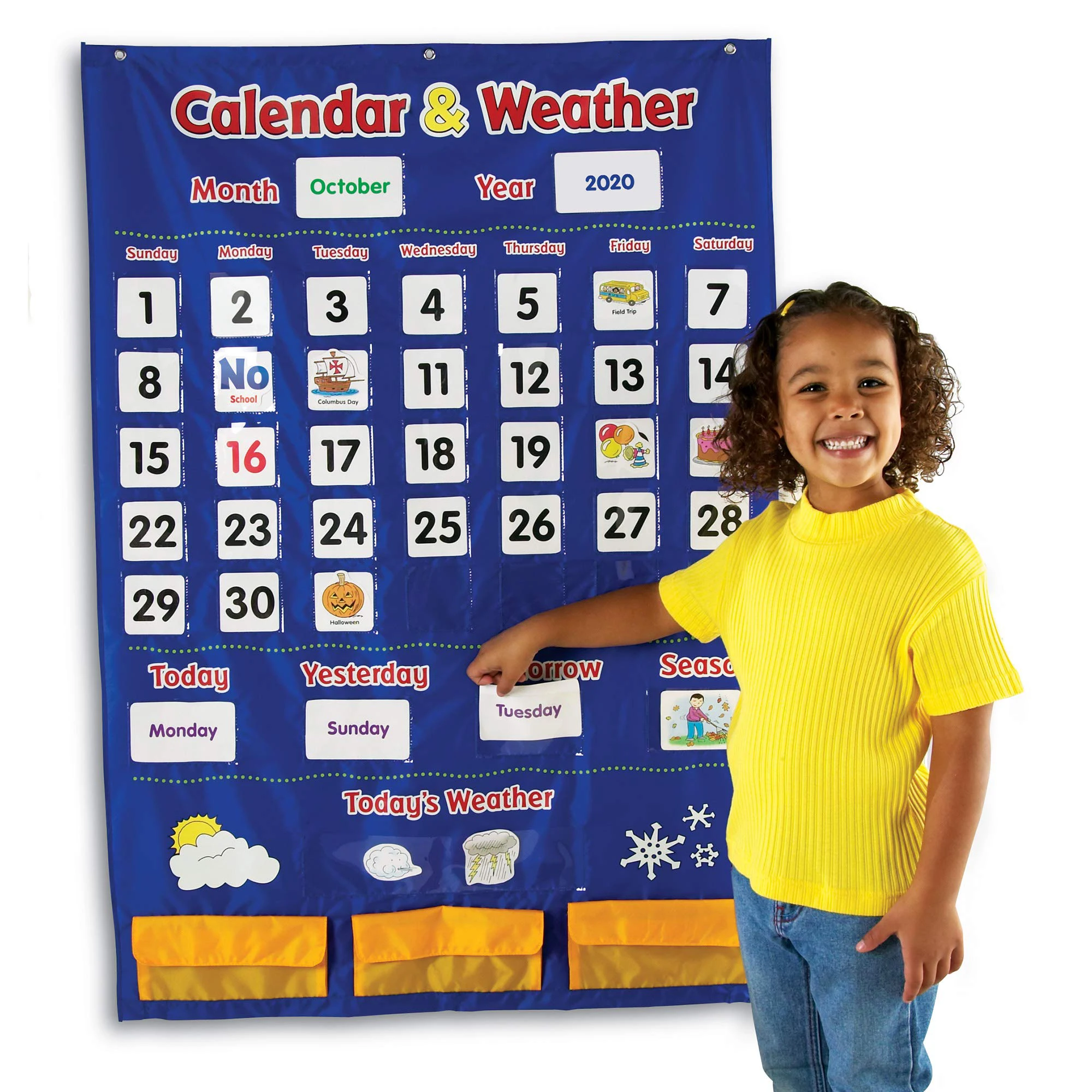 Godery 2020-2028 Preschool Calendar and Weather Pocket Chart Set for Kindergarten Classroom Kids