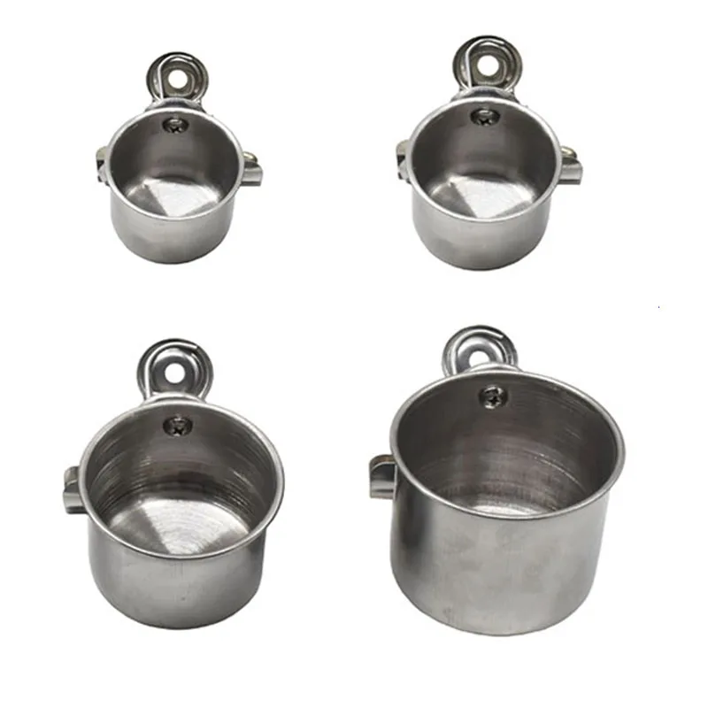 

10pcs Bird Stainless Steel Feeding Cups Parrot Pigeon Quail Drinking Bowl Single cup Birds Poultry Watering Dispenser Drinker