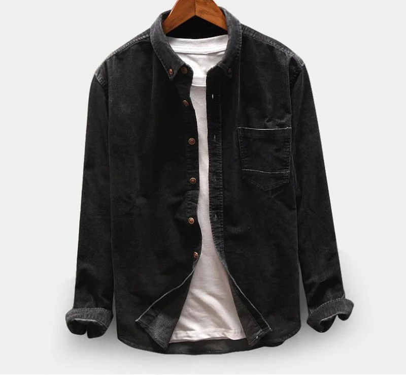 

Flannel Shirt Men Long Sleeve Shirt Men Winter 4 Colors Corduroy Hip Hop Blouse