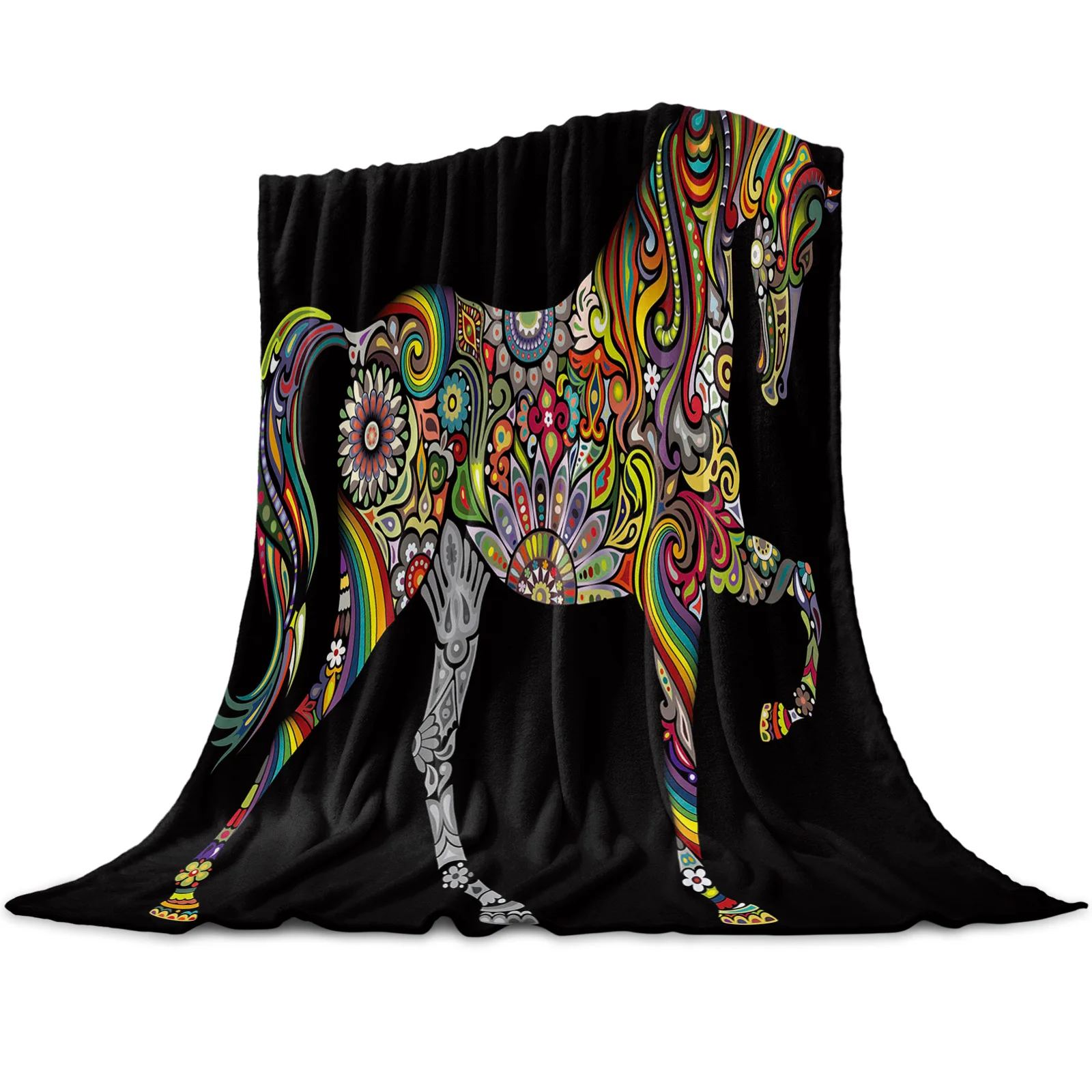

Color Horse Art Throw Blanket Home Decoration Sofa Blanket Warm Microfiber Blankets for Bedroom