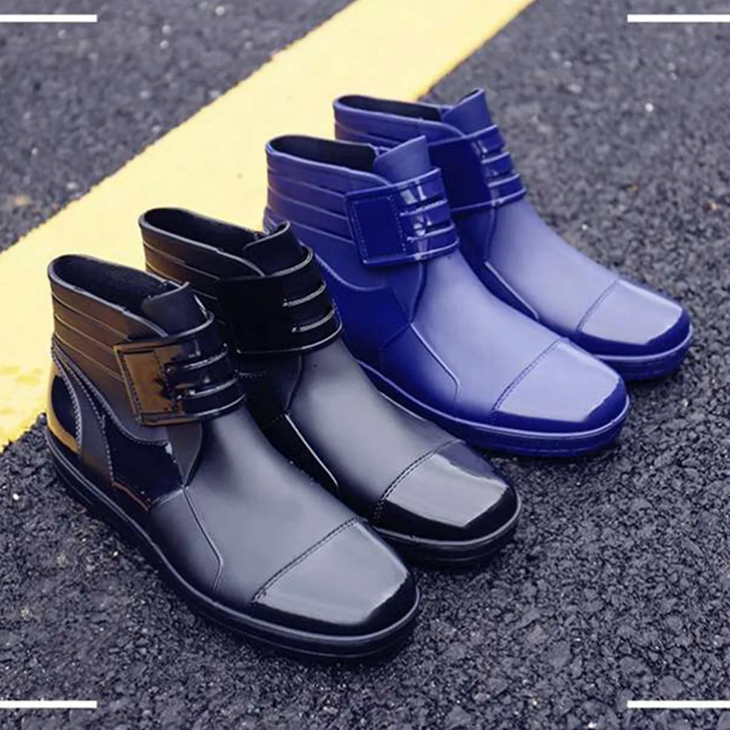 

SAGACE Fashion Rain Boots winter boots men non slip waterproof Low To Help Non-Slip Solid Color Waterproof Shoes men Hook & Loop