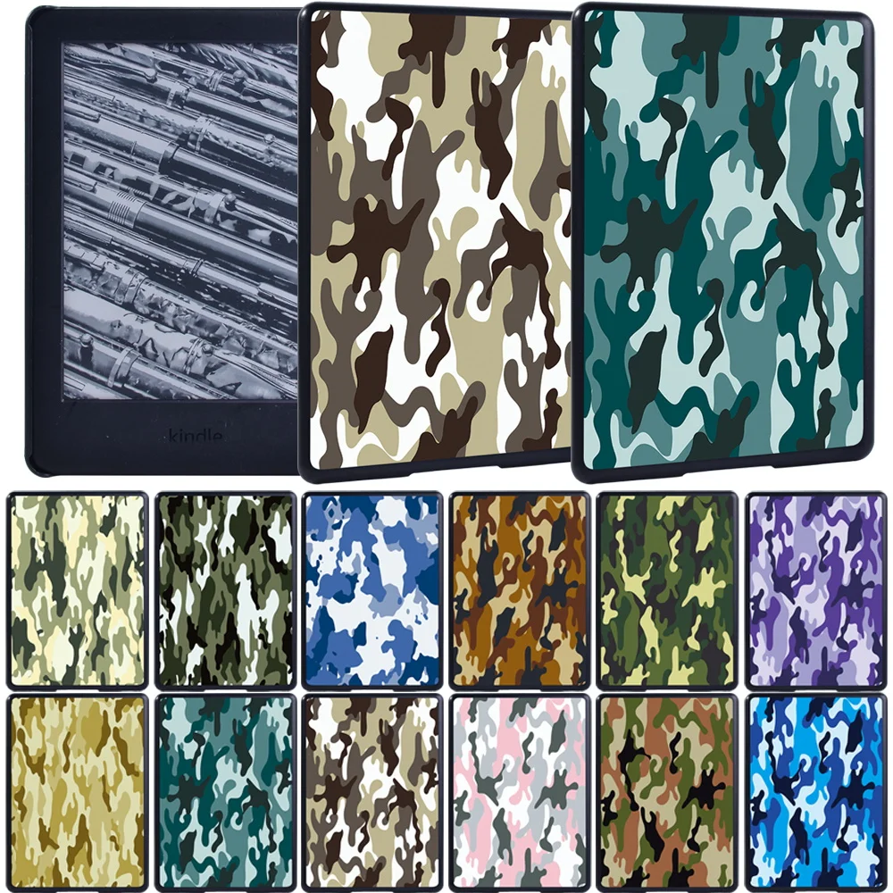 

For Amazon Kindle EReader Paperwhite 2/3/1/4/Kindle 10th Gen 2019/8th Gen 2016 Casual Style Camouflage Tablet Cover Case+ Stylus