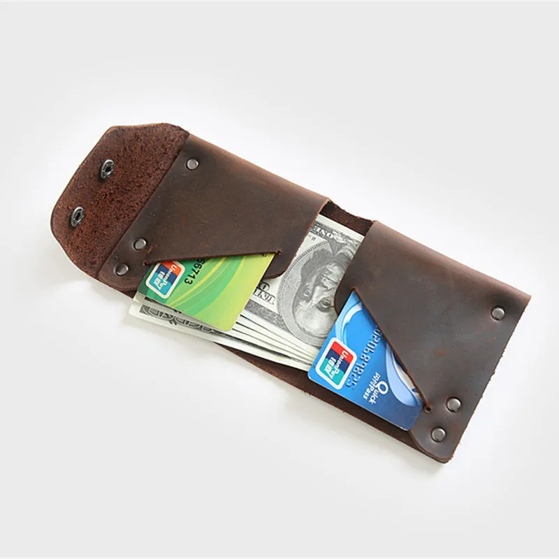 Винтажный маленький кошелек для мелочи мужской бумажник из натуральной кожи