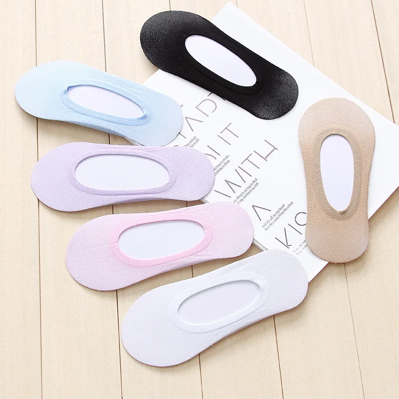 Носки-невидимки Женские однотонные носки-тапочки из смеси хлопка с низким